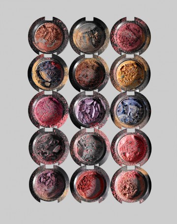 Empty Eyeshadow Pans , cosmetics photography by Rich Begany