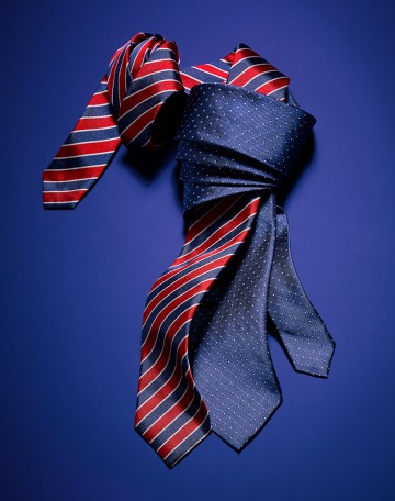 Seize Sur Vingt Ties-Red with Blue, fashion accessories photography by Rich Begany