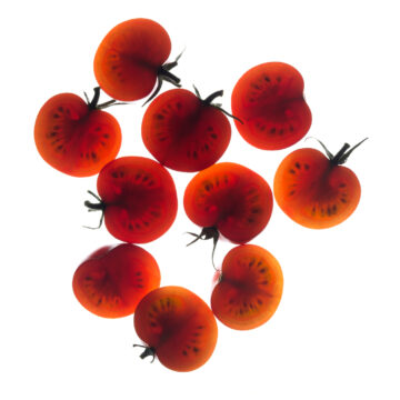 Tomato halves, food photography by Rich Begany